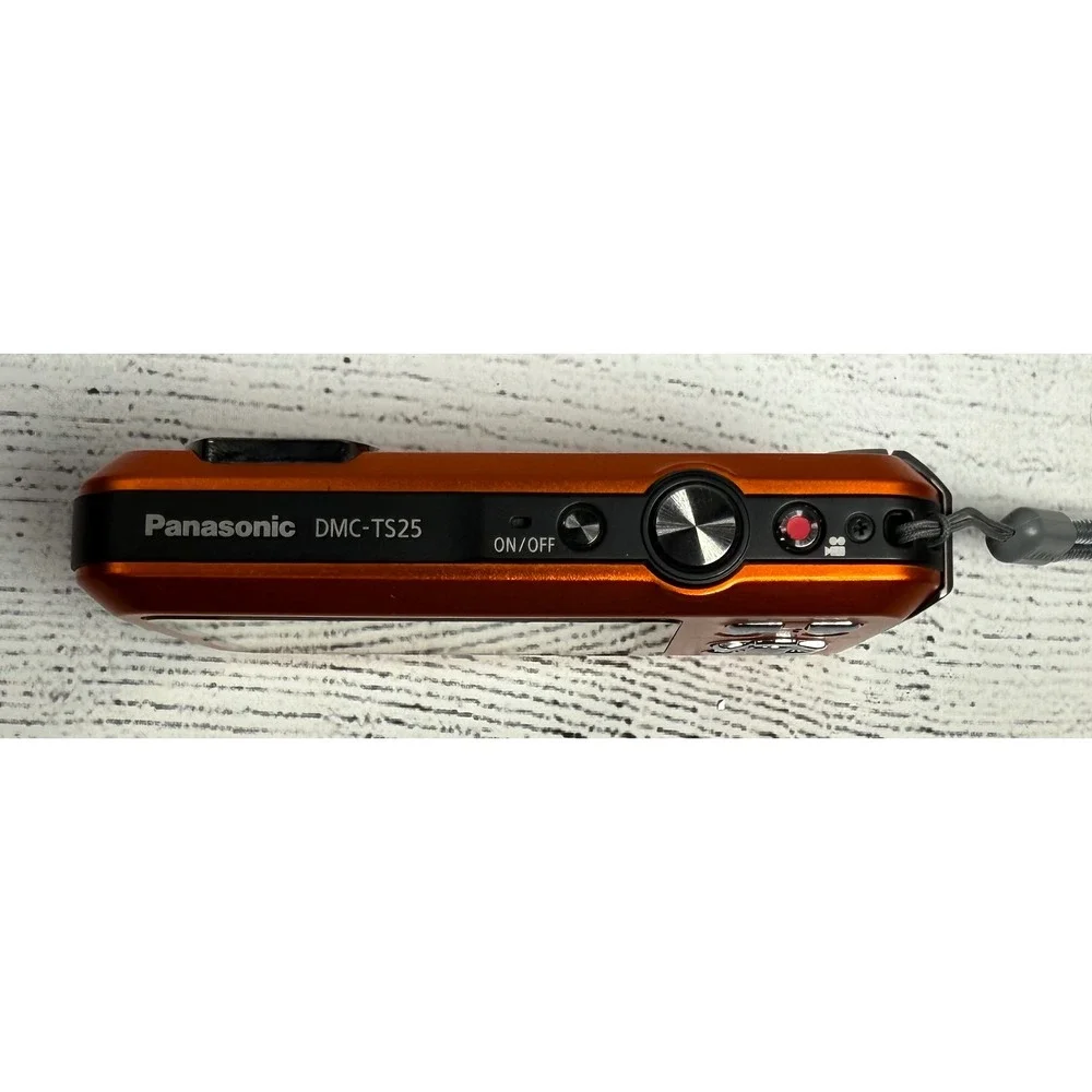Panasonic Lumix DMC TS25 Orange Waterproof 16.1 MP Digital‎ Camera 64GB SD Card
